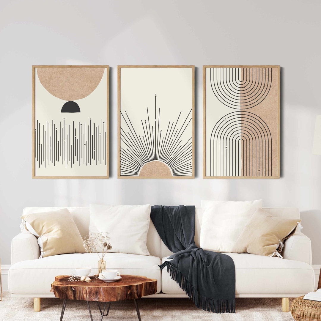 Mid Century Modern Wall Art Living Room Prints Abstract Wall Etsy