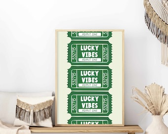 Lucky Vibes Wall Art Green Decor, St Patrick's Day Decor Printable, St Patricks Wall Art, St Pattys Decor, Shamrock Wall Art Green Decor