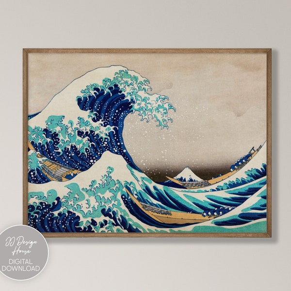 The Great Wave off Kanagawa, Vintage Print, Katsushika Hokusai Print, Japanese Painting, Ocean Wave Print, Vintage Ocean Art, Printable Art