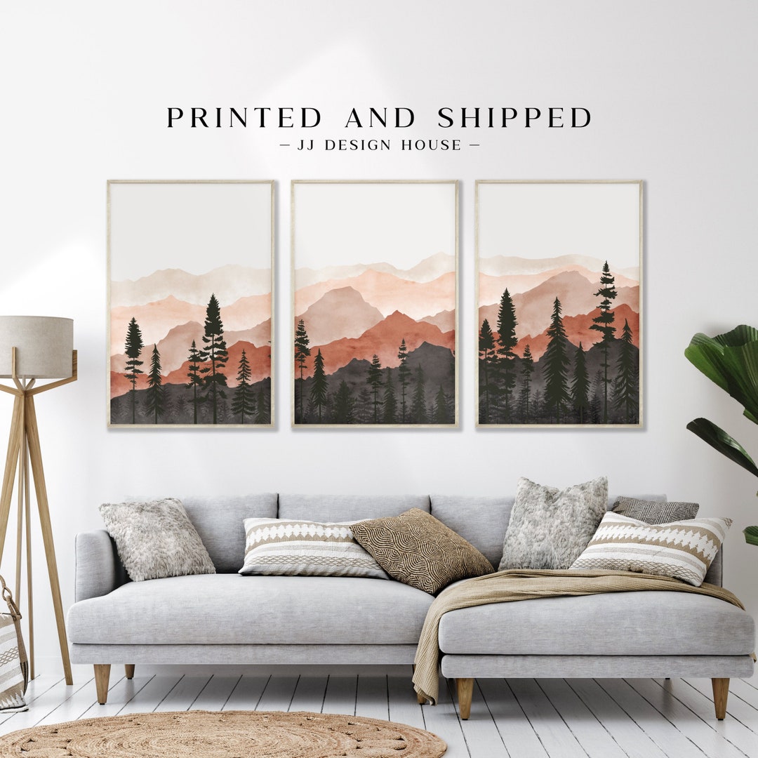 Landscape Set Printed Art 3 Piece Wall Art, Mountain Wall Art, Triptych