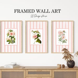 Framed Wall Art Pink Botanical Wall Art Watercolor Prints Set, 3 Piece Wall Decor Minimalist Wall Art, Botanical Print Set