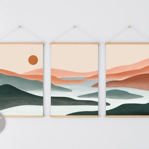 3 Piece Wall Art, Mountain Wall Art Gallery Wall Set, Watercolor Mountain Print, Landscape Print Set, Modern Home Decor, Printable Triptych