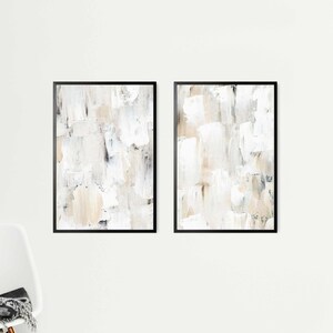 Neutrale muurkunst schilderijafdrukken, neutrale muurdecoratie 2-delige muurkunst, grote muurkunst abstracte prints, afdrukbare muurkunst afbeelding 10
