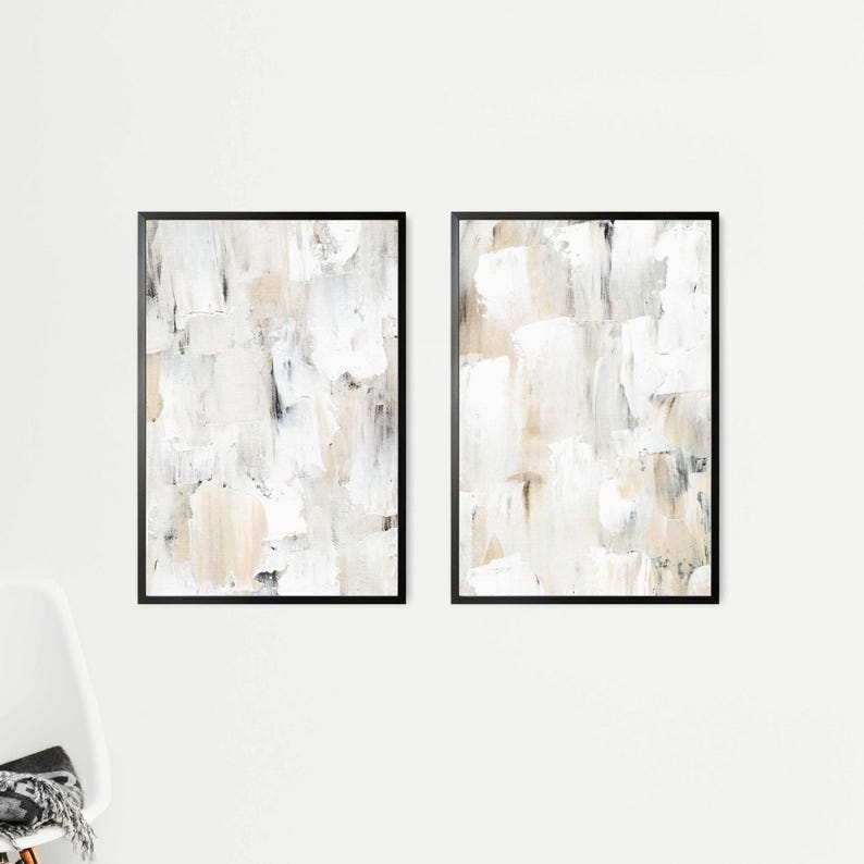 Neutrale muurkunst schilderijafdrukken, neutrale muurdecoratie 2-delige muurkunst, grote muurkunst abstracte prints, afdrukbare muurkunst afbeelding 10