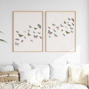 Butterfly Prints Set of 2 Nature Home Decor, Colorful Butterfly Wall Art Girls Room Decor, Nursery Art, Whimsical Bug Art, Butterfly Gift