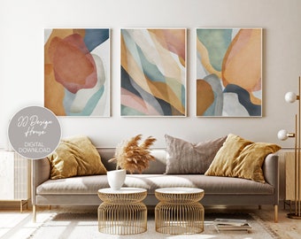 Set of 3 Prints, Abstract Wall Art Set of 3, Colorful Wall Art, Printable Wall Art, Abstract Print Set Extra Large Wall Art, Above Bed Decor
