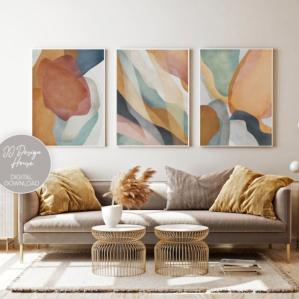 Set of 3 Prints, Abstract Wall Art Set of 3, Colorful Wall Art, Printable Wall Art, Abstract Print Set Extra Large Wall Art, Above Bed Decor