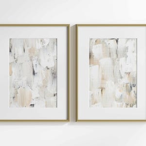 Neutrale muurkunst schilderijafdrukken, neutrale muurdecoratie 2-delige muurkunst, grote muurkunst abstracte prints, afdrukbare muurkunst afbeelding 3