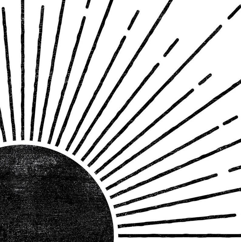 PRINTABLE Black Sun Wall Art Boho Sun Print Wall Decor Etsy