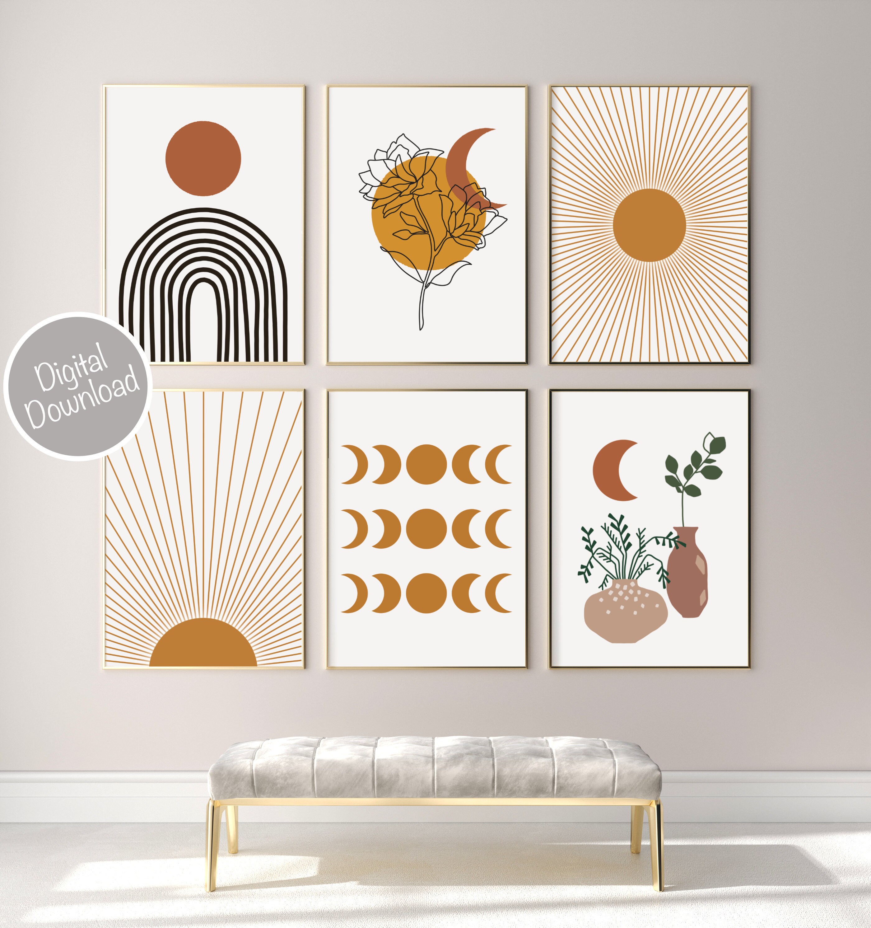 Sun Neutral Unique Boho Above Bed Gallery Print PRINTABLE WALL ART Abstract Print Download Poster Printable Above Bed Minimalist Sun Art