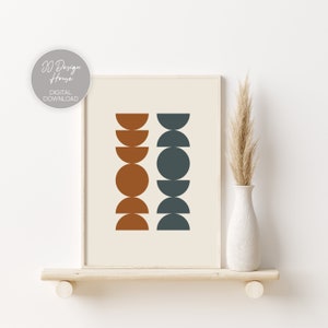 Gallery Wall Set of 10, Abstract Shapes Wall Art, Color Block Prints, Female Line Art Prints, Terracotta Art, Poster Bundle, Above Bed Decor image 7
