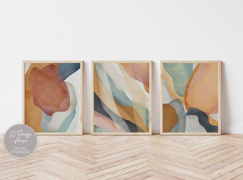 Set of 3 Prints Abstract Wall Art Set of 3 Colorful Wall - Etsy