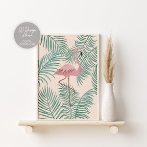 Flamingo Print, Boho Kinderzimmer Dekor, Flamingo Wandkunst, Botanische Kinderzimmer Drucke, Tropische Wandkunst, Boho Wanddeko, druckbare Wandkunst