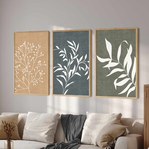 Botanical Wall Art Gallery Wall Set, 3 Piece Wall Decor Minimalist Wall ...