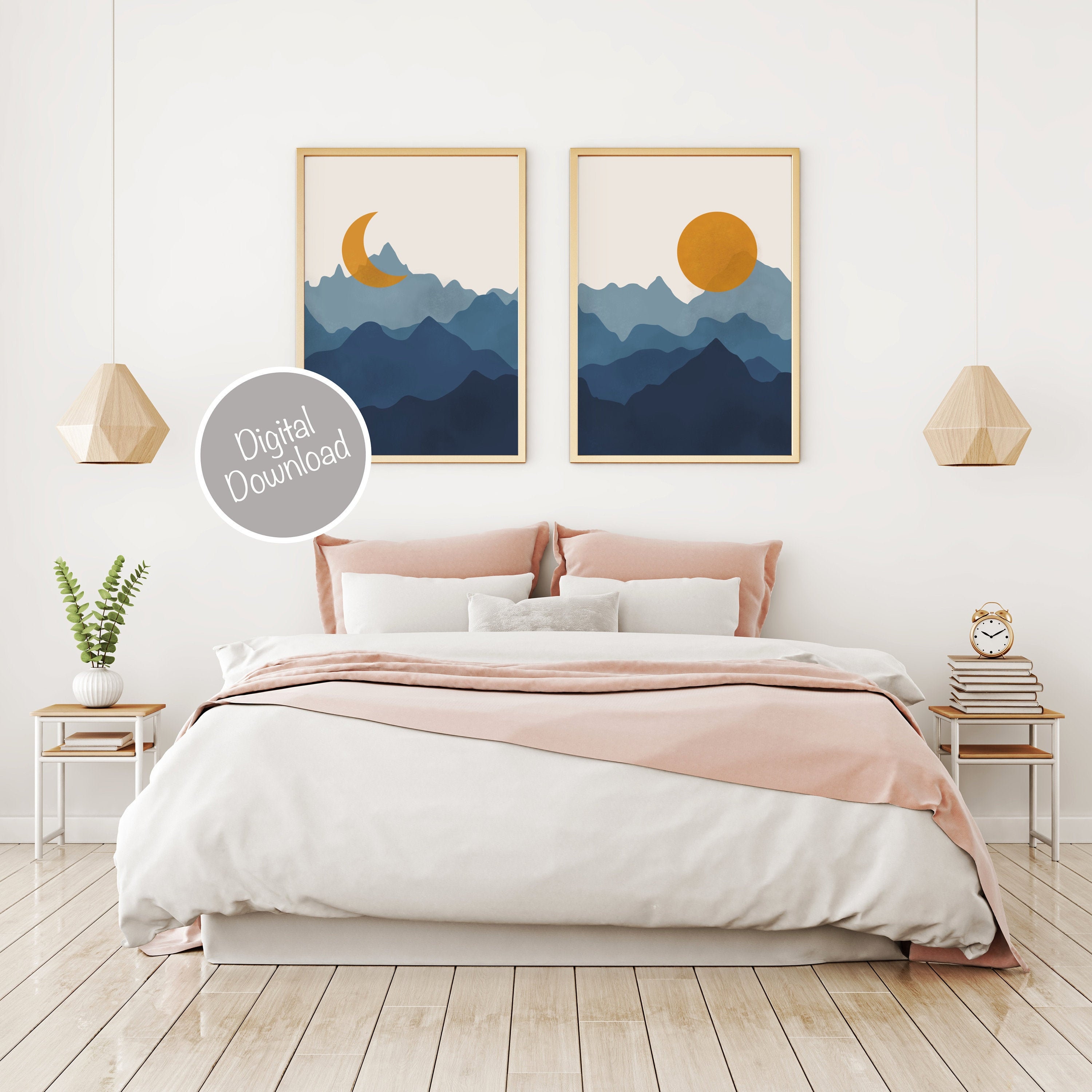 Mountain Wall Art Above Bed Decor Bedroom Wall Decor Over The | Etsy