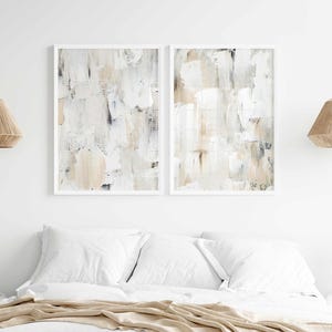 Neutrale muurkunst schilderijafdrukken, neutrale muurdecoratie 2-delige muurkunst, grote muurkunst abstracte prints, afdrukbare muurkunst afbeelding 2
