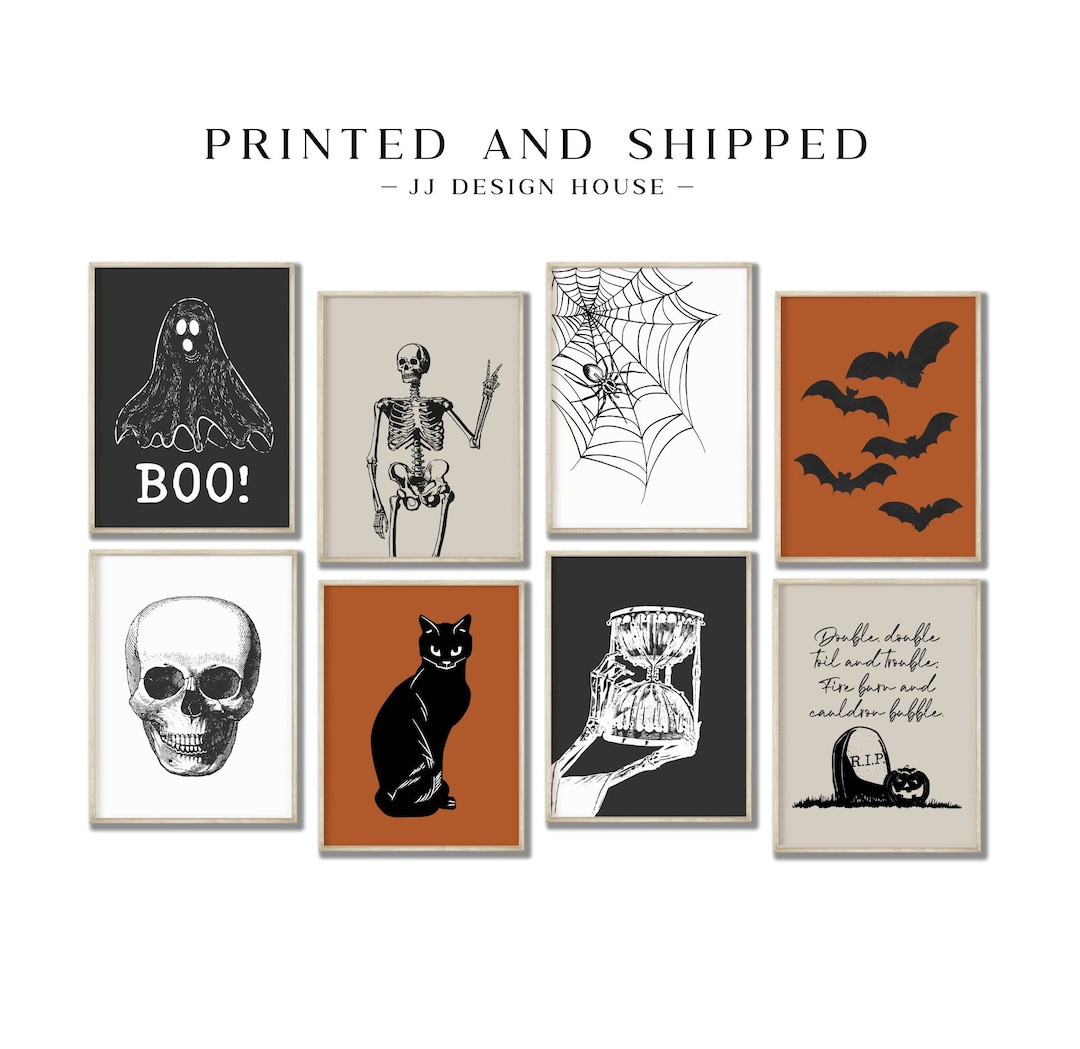 Printed Art Halloween Wall Art Halloween Prints Set Of 8 Vintage Printed Art Halloween Wall Art Halloween Prints Set Of 8 Vintage