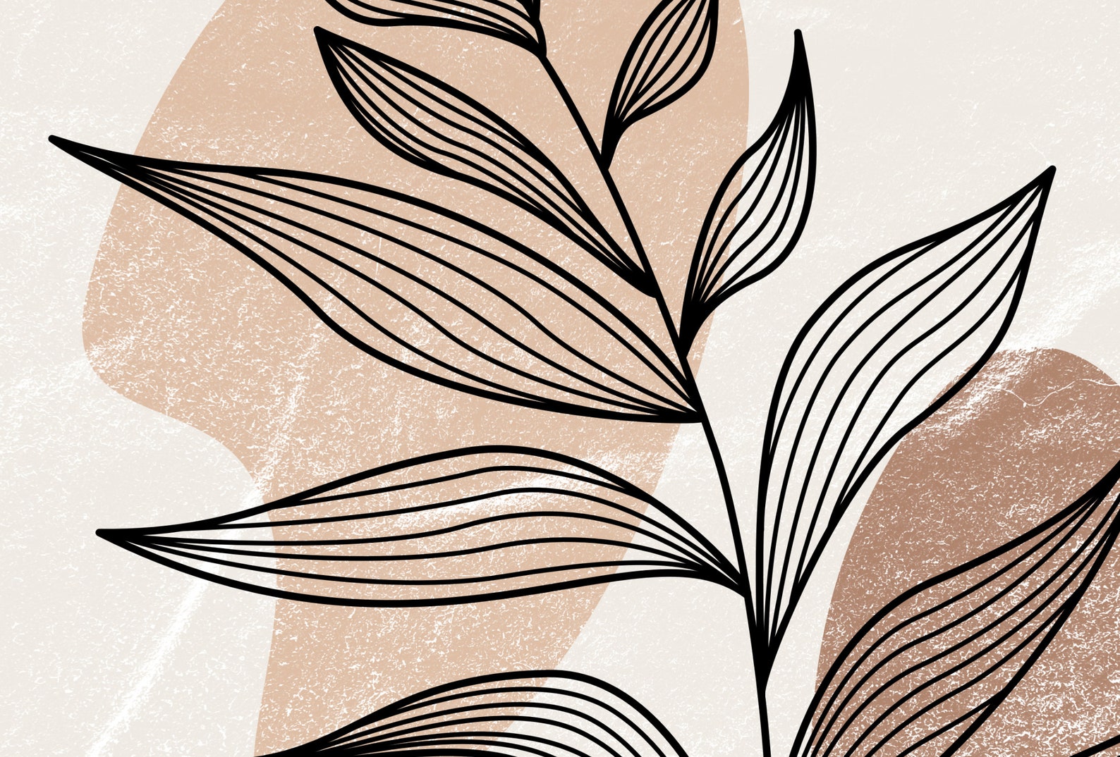 Botanical Print Boho Leaf Print Minimal Wall Art Minimalist Etsy