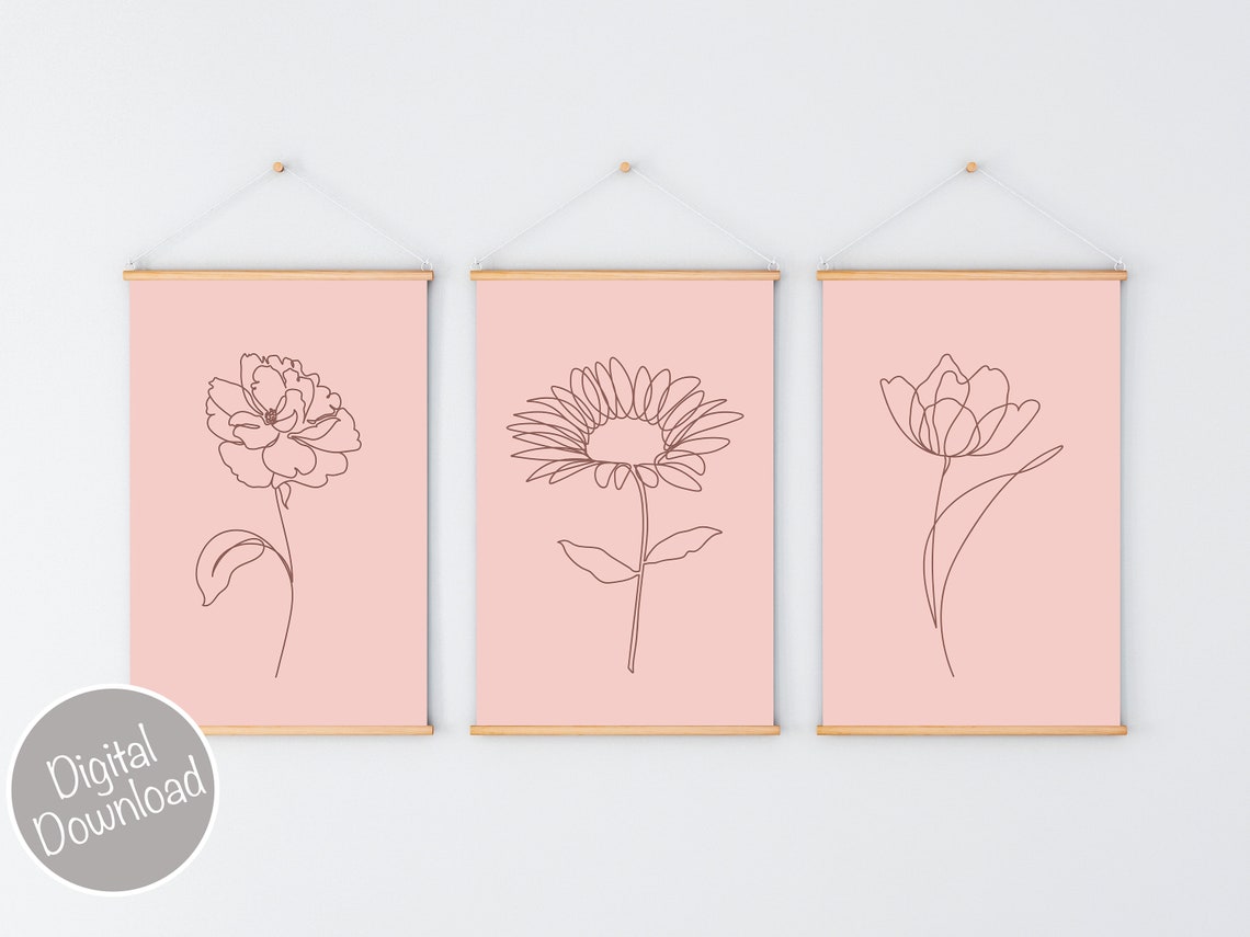 Pink Wall Decor Light Pink Wall Art Girly Wall Art Above Etsy