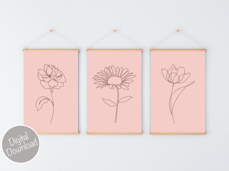 Pink Wall Decor Light Pink Wall Art Girly Wall Art Above Etsy