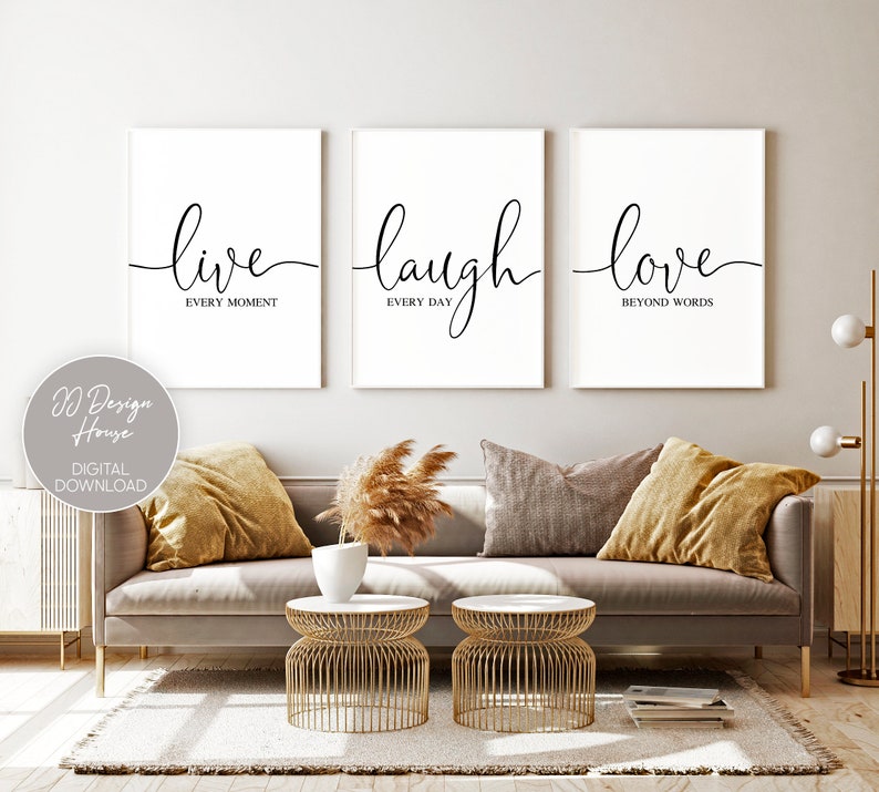 Live Laugh Love Prints 3 Piece Wall Art Quote Prints Set of Etsy