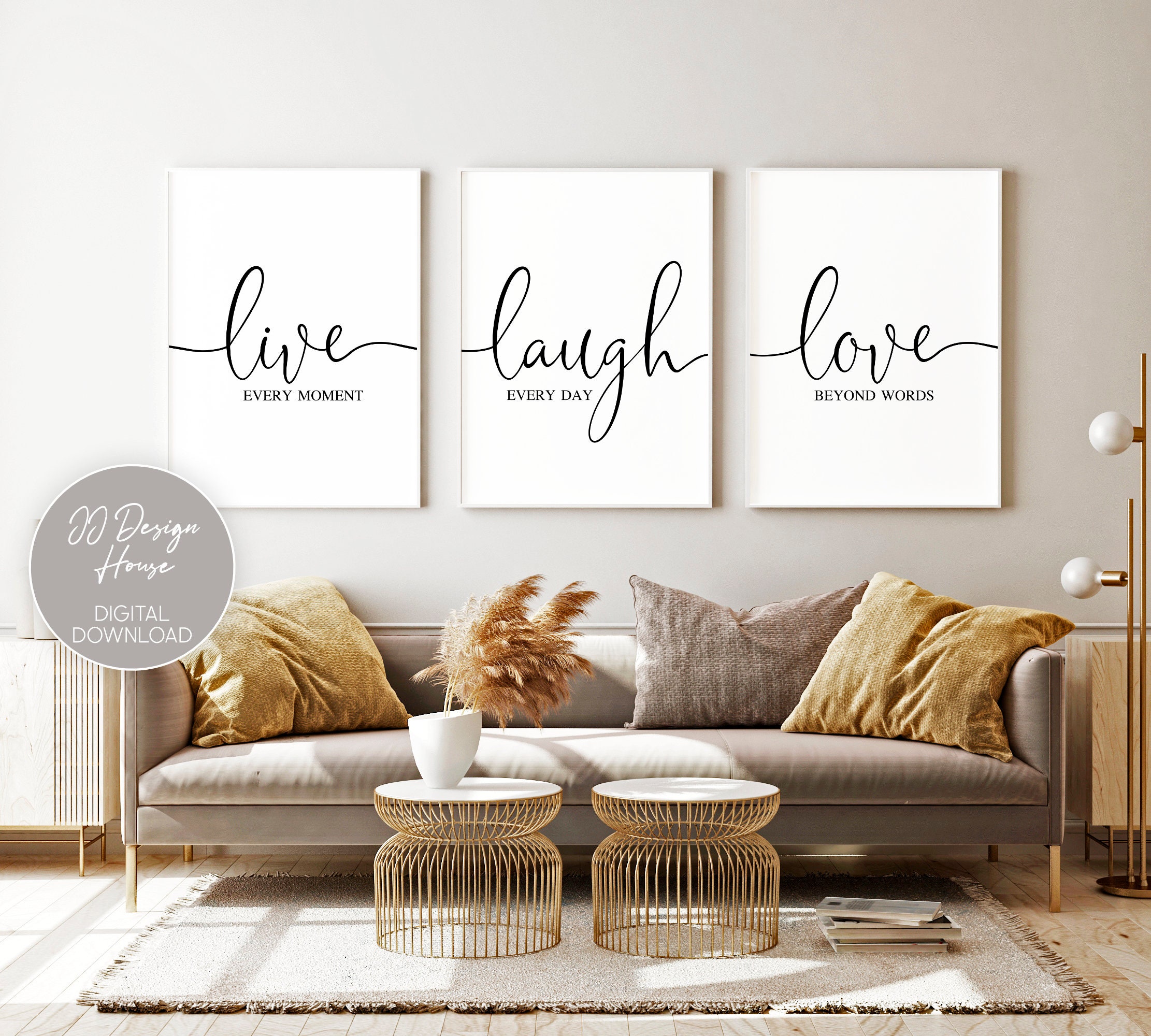 Live Laugh Love Prints, 3 Piece Wall Art, Quote Prints Set of 3, Aesthetic Wall  Decor, Live Laugh Love Sign, Farmhouse Wall Decor - Etsy