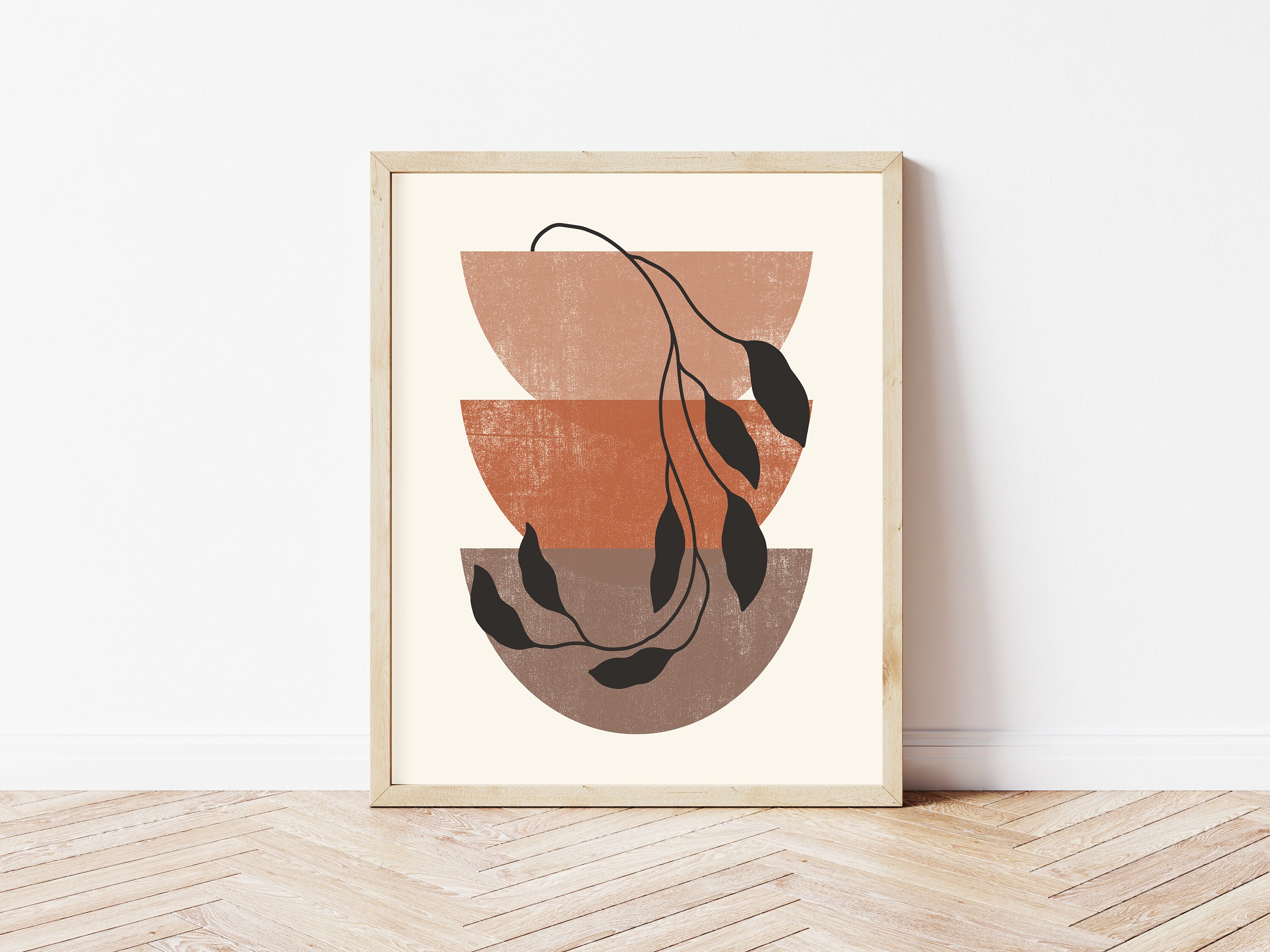 Mid Century Modern Art Print Set of 3, Neutral Geometric Wall Art ...