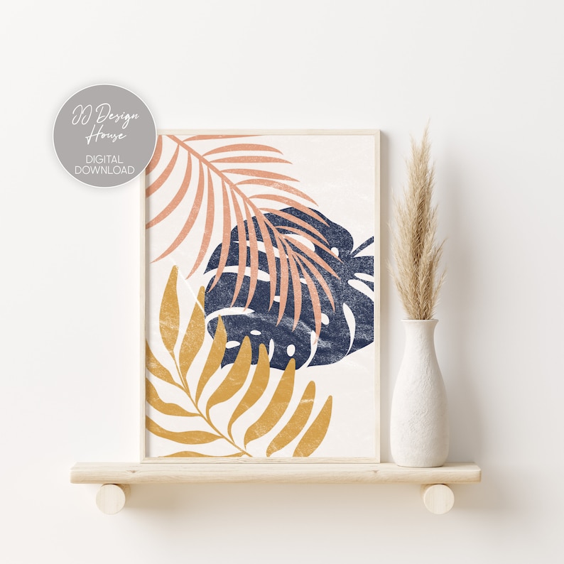 Navy Blue Wall Art Gallery Wall Set Mid Century Modern Etsy