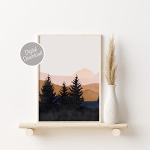 Mountain Wall Art Gallery Wall Set, 3 Piece Wall Art, Watercolor Mountain Print, Landscape Print Set, Modern Home Decor, Printable Triptych image 8