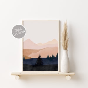 Mountain Wall Art Gallery Wall Set, 3 Piece Wall Art, Watercolor Mountain Print, Landscape Print Set, Modern Home Decor, Printable Triptych image 9