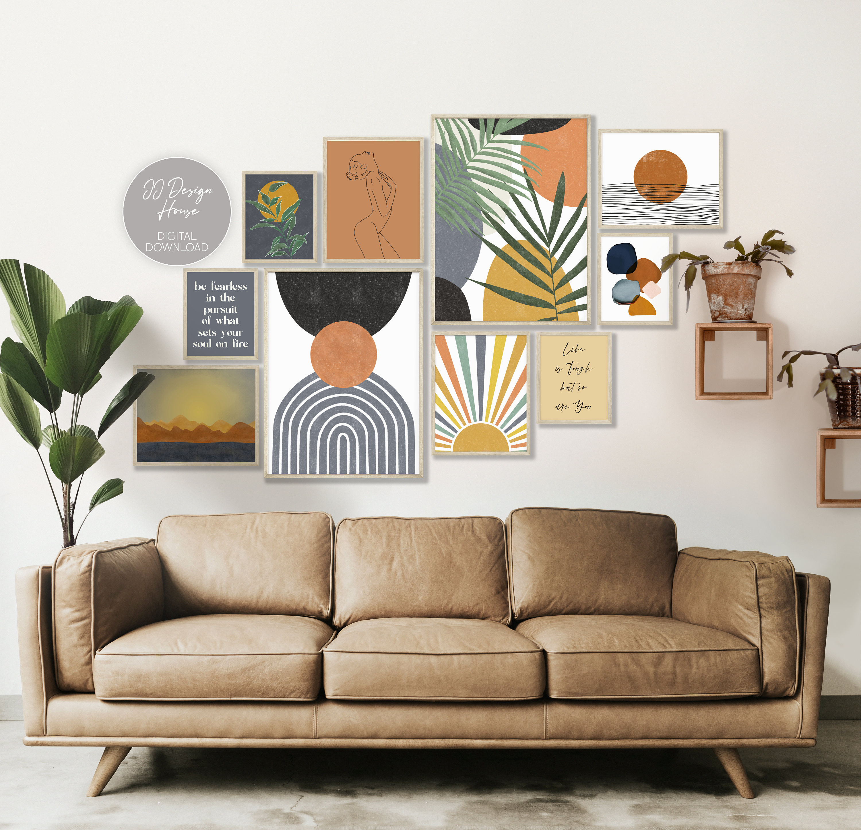 Boho Decor Gallery Mid Modern Prints - Etsy