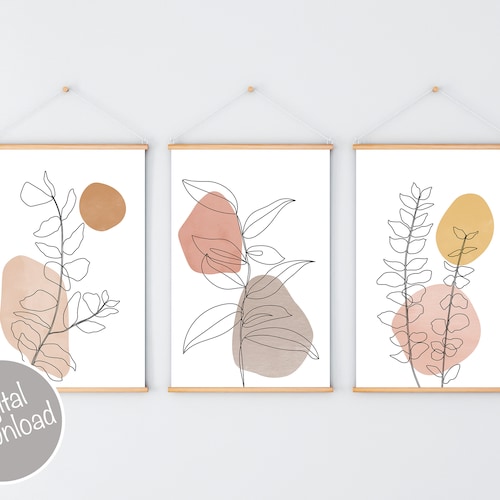 Minimalist Wall Art Flower Line Art Prints Set of 3 - Etsy