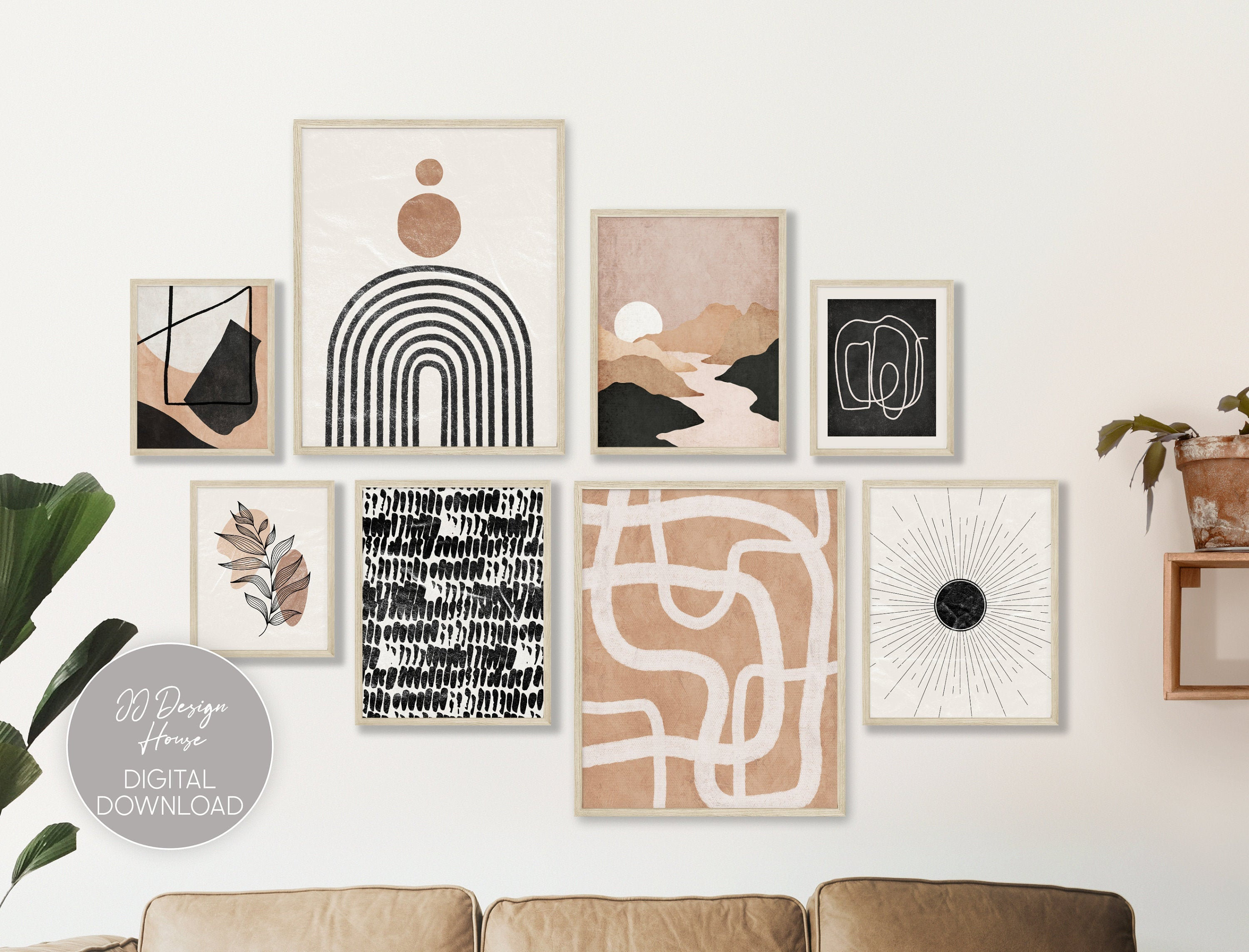 Art & Collectibles Boho Abstract Wall Art Gallery Wall Set of 2 Prints