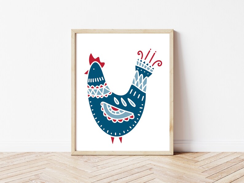 Chicken Print for Kitchen Decor Chicken Decor Modern Art Etsy