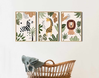 Jungle Nursery Decor, Safari Nursery Wall Art, Safari Nursery Decor Digital Prints, Kids Wall Art, Playroom Decor, JJDesignHouse©