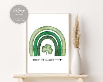 Green Rainbow Print, St Patricks Wall Art, Clover Print, Shamrock Wall Art, St Patricks Day Decor, Clover Print Sign, Printable Wall Art