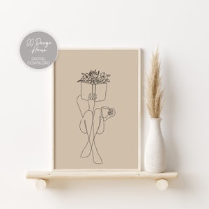 Bookish Print, Bookish Gifts, Book Wall Art, Floral Prints, Botanical Wall Art, Book Lover Gift, Line Art Print, Minimalist Wall Art