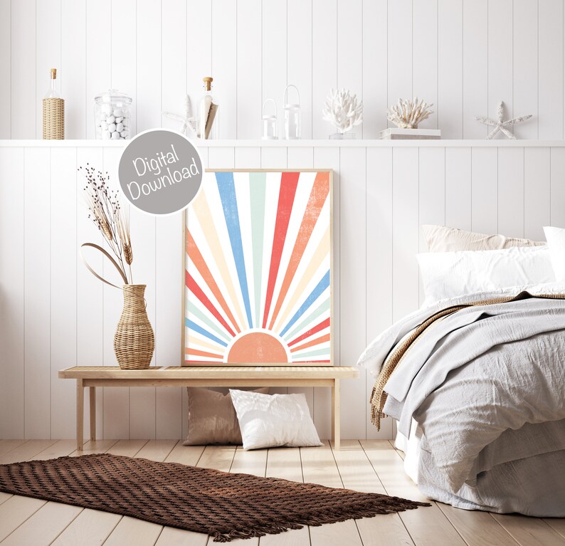 Colorful Wall Art Sun Wall Art Boho Wall Decor Bedroom Wall Etsy