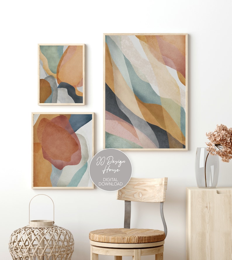 Set of 3 Prints Abstract Wall Art Set of 3 Colorful Wall - Etsy