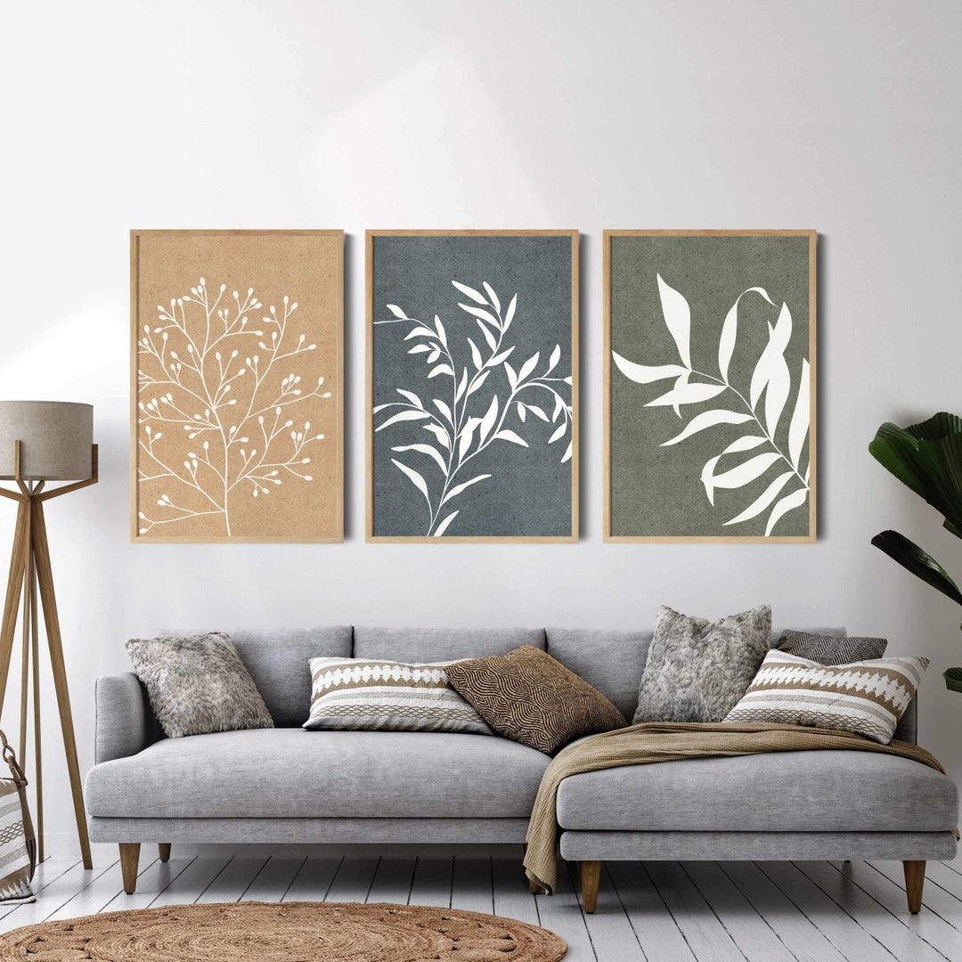 Botanical Wall Art Gallery Wall Set, 3 Piece Wall Decor Minimalist Wall ...