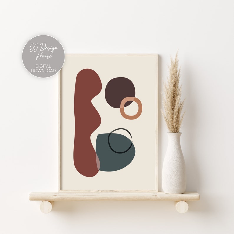 Gallery Wall Set of 10, Abstract Shapes Wall Art, Color Block Prints, Female Line Art Prints, Terracotta Art, Poster Bundle, Above Bed Decor image 8