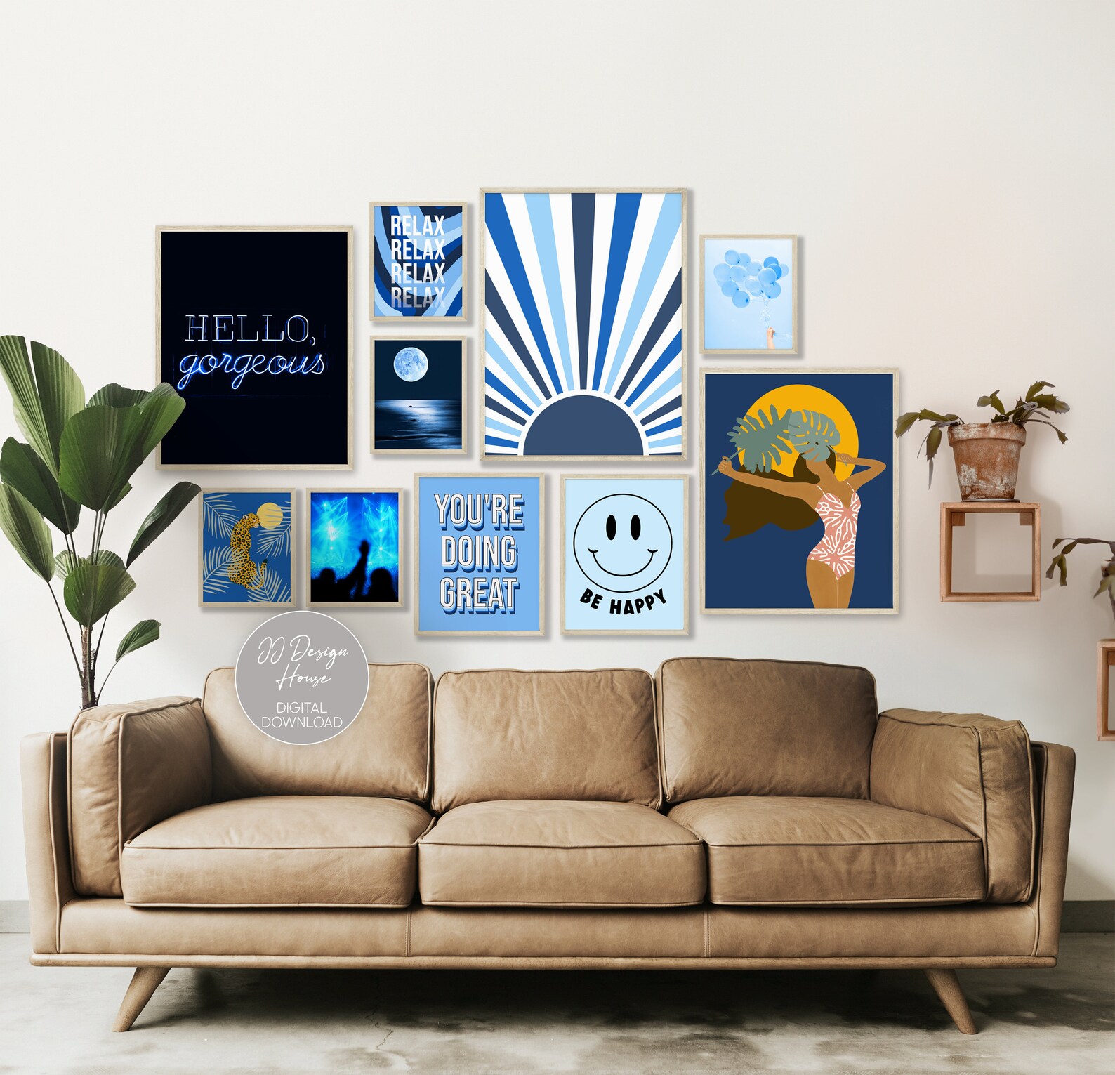 Blue Dorm Decor Gallery Wall Set Wall Collage Download 20 Etsy