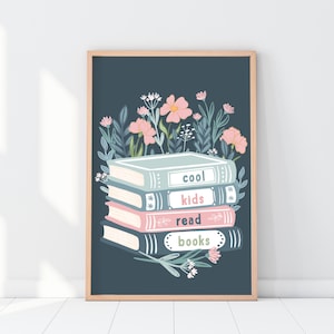 Cool Kids Read Books Bookish Wall Art, Book Lover Quote Print, Book Print, Bookish Gifts, Bookish Decor, Book Decor Printable Wall Art