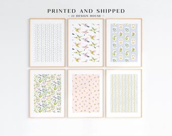 Baby Girl Nursery Art Prints, Pastel Floral Gallery Wall Set