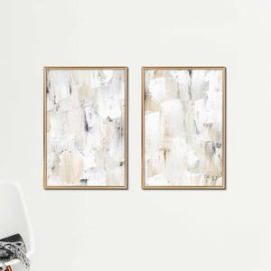 Neutrale muurkunst schilderijafdrukken, neutrale muurdecoratie 2-delige muurkunst, grote muurkunst abstracte prints, afdrukbare muurkunst afbeelding 4