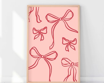 Pink Bow Wall Art: Coquette Room Decor (Digital Download)