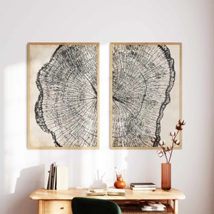 Large Wall Art, Tree Ring Print, Abstract Wall Art Set of 2, Printable Wall Art, Neutral Wall Art, Modern Wall Art, 2 Piece Wall Art Set