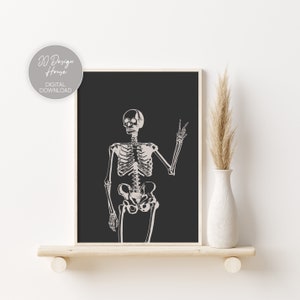 Halloween Print, Skeleton Print, Halloween Wall Art, Spooky Decor, Peace Sign, Halloween Decor, Wall Art Printables, Halloween Posters