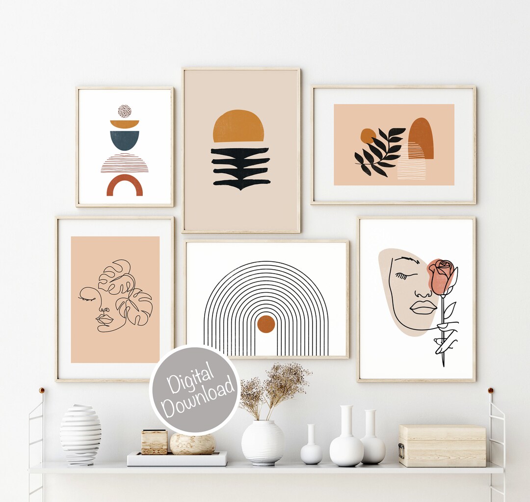 Mid Century Modern Art Prints, Gallery Wall Set, Minimalist Wall Art ...