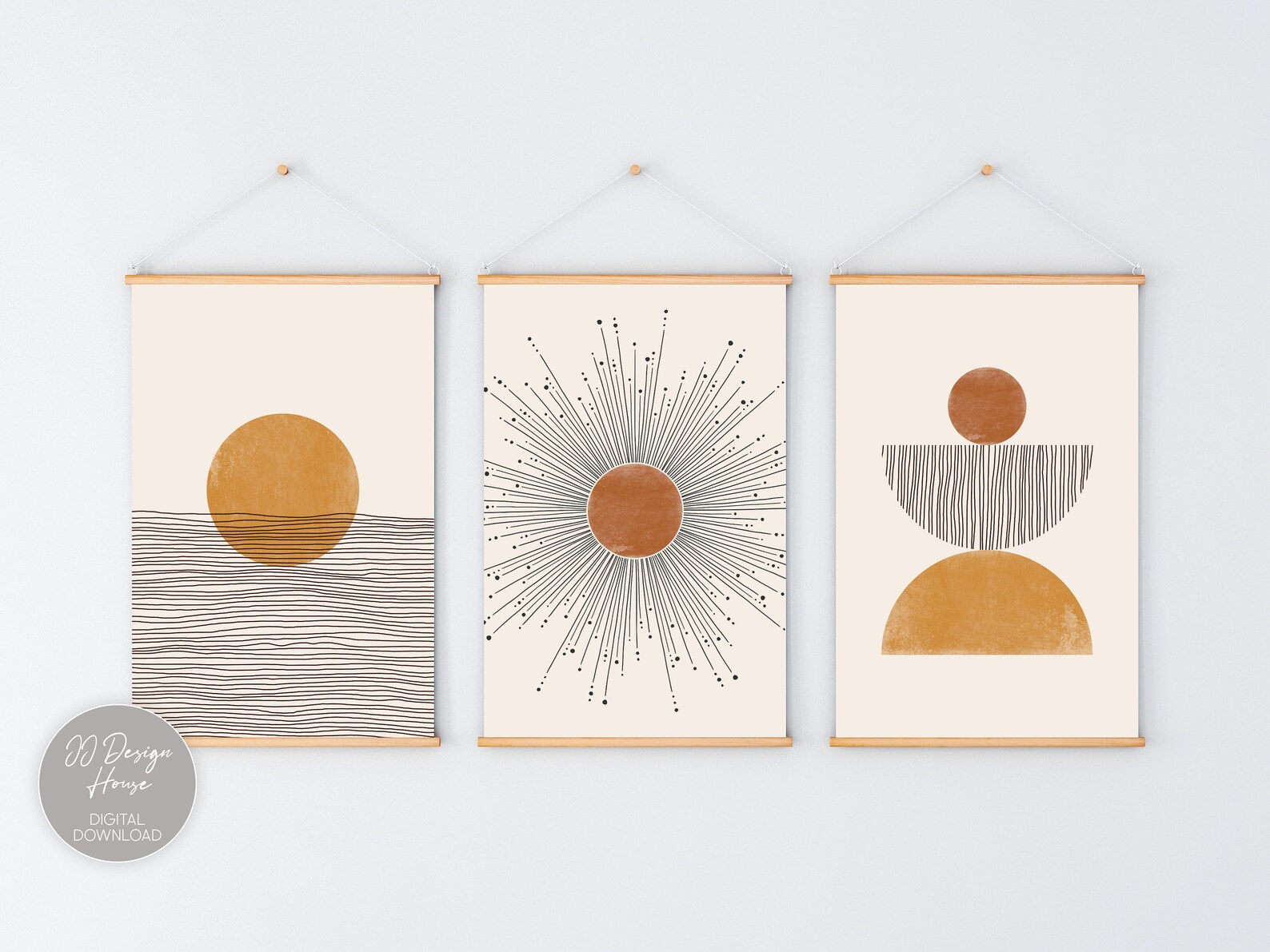 Boho Art Set of 3 Prints Abstract Gallery Wall Set Abstract - Etsy